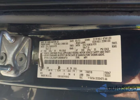 2015 Ford Escape Titanium z USA, uszkodzony, nr VIN 1FMCU0J94FUB56473